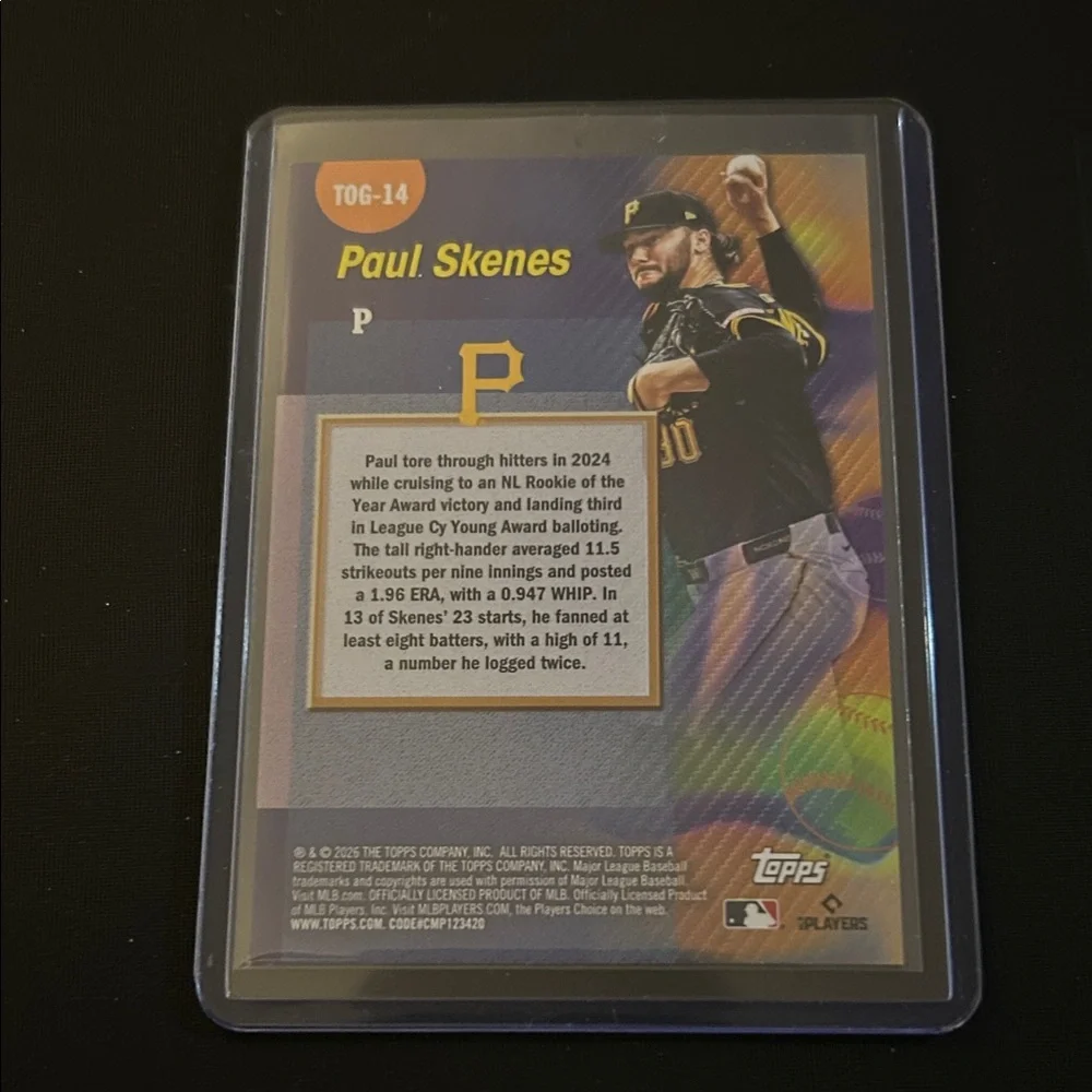 Topps Paul Skenes Titans of the Game Baseball Card - Yellow & Black Jersey - Picture 2 of 2